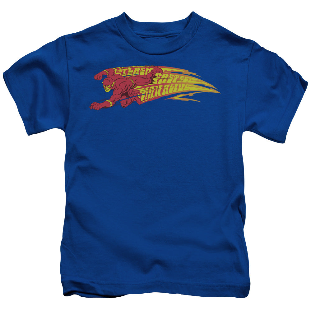 DC Comics Flash Fastest Man Alive Juvenile Kids Youth T Shirt Royal Blue