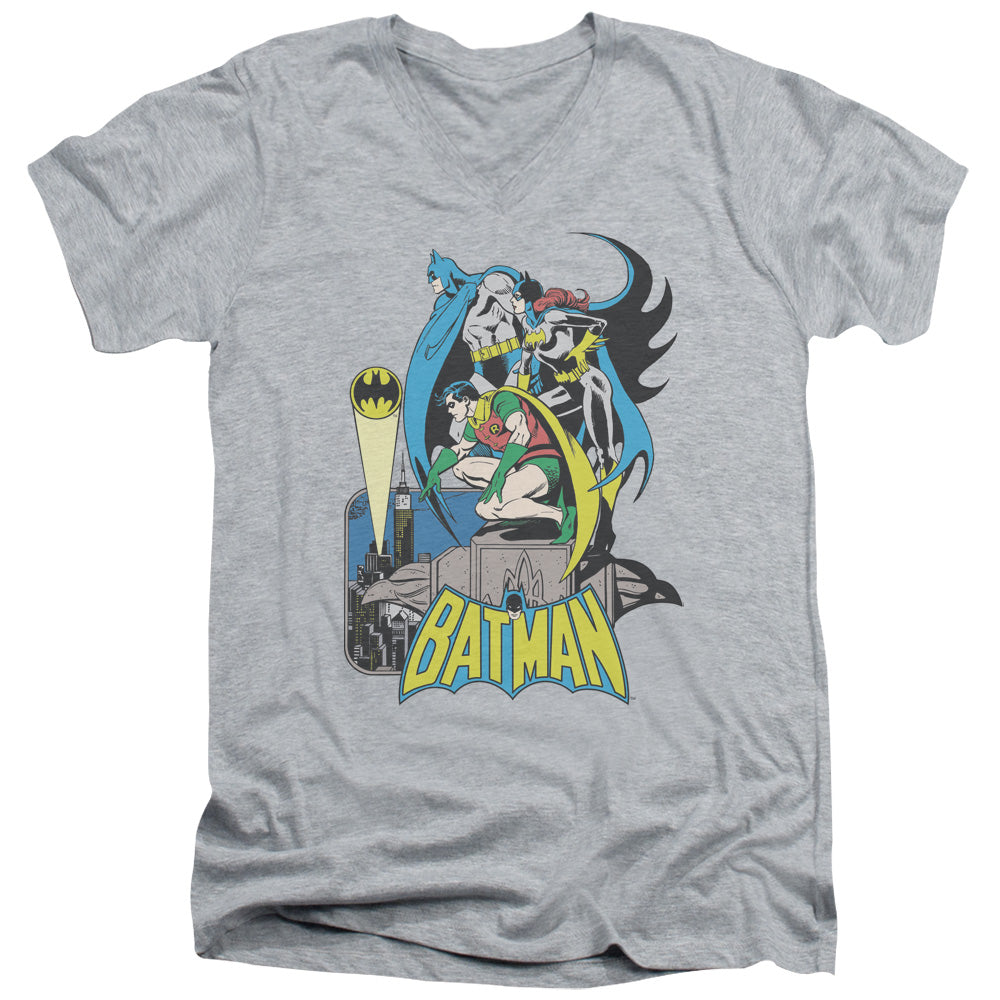 DC Comics Heroic Trio Mens Slim Fit V Neck T Shirt Athletic Heather