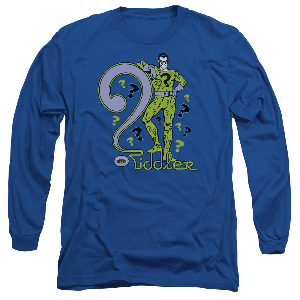 DC Comics the Riddler Mens Long Sleeve Shirt Royal Blue