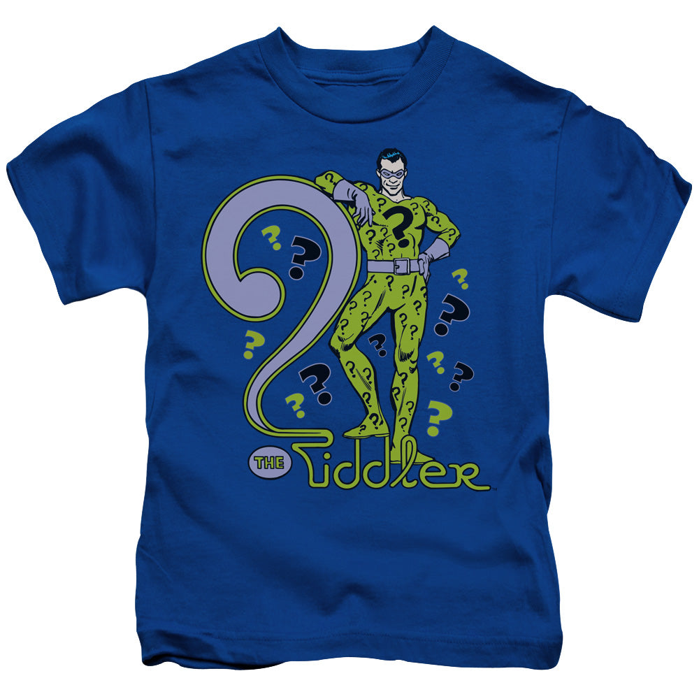 DC Comics the Riddler Juvenile Kids Youth T Shirt Royal Blue