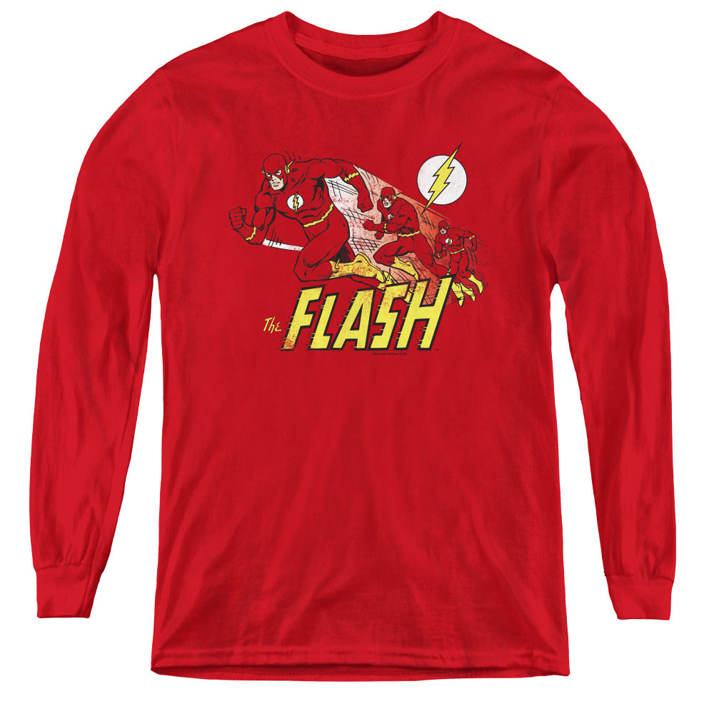 DC Comics Flash Crimson Comet Long Sleeve Kids Youth T Shirt Red
