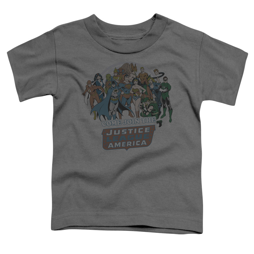 DC Comics Join the Justice League Toddler Kids Youth T Shirt Charcoal