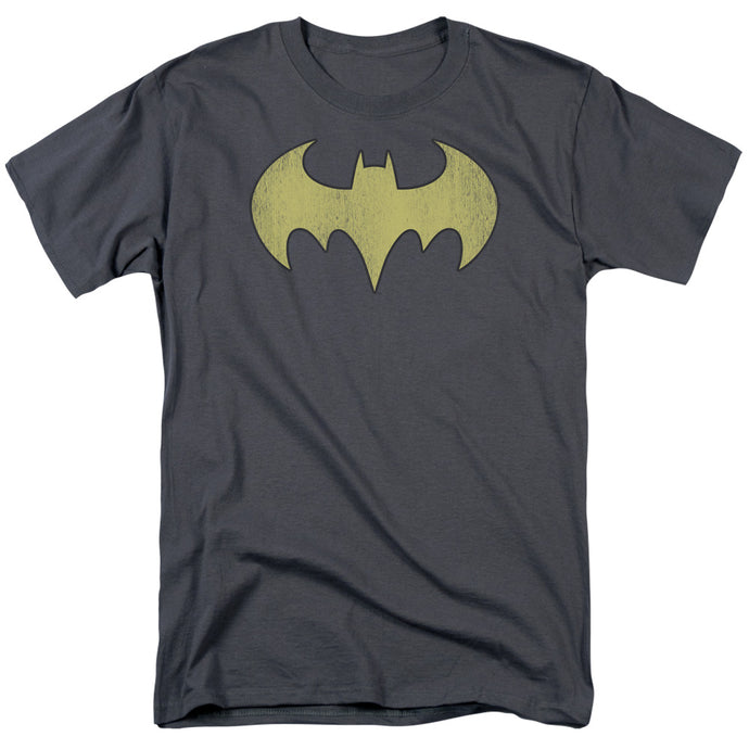 DC Comics Batgirl Logo Distressed Mens T Shirt Charcoal