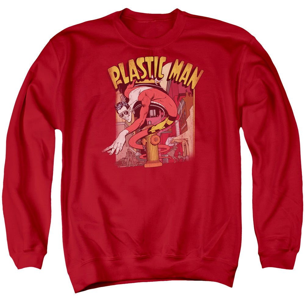 DC Comics Plastic Man Street Mens Crewneck Sweatshirt Red