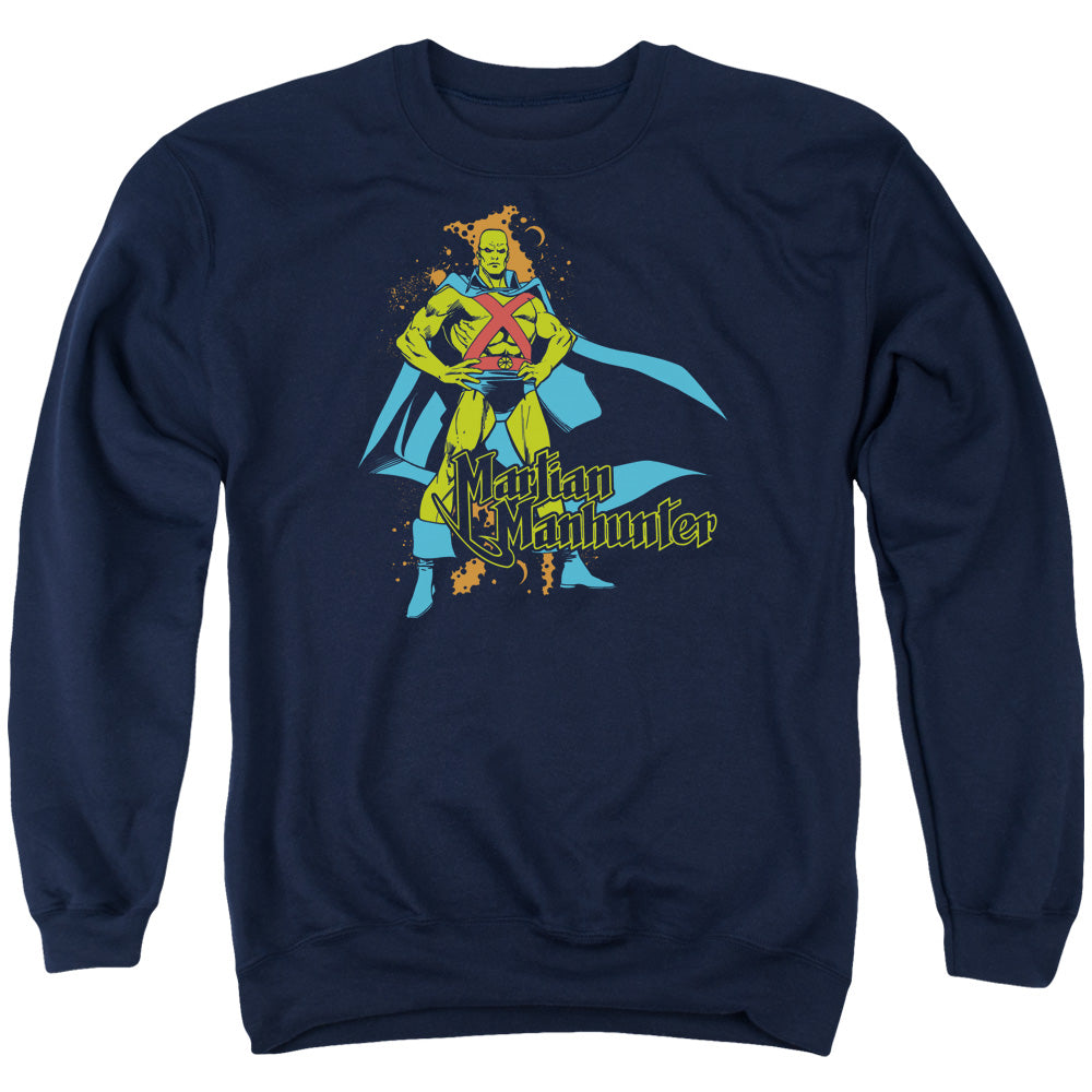 DC Comics Martian Manhunter Mens Crewneck Sweatshirt Navy Blue
