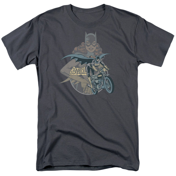 DC Comics Batgirl Biker Mens T Shirt Charcoal