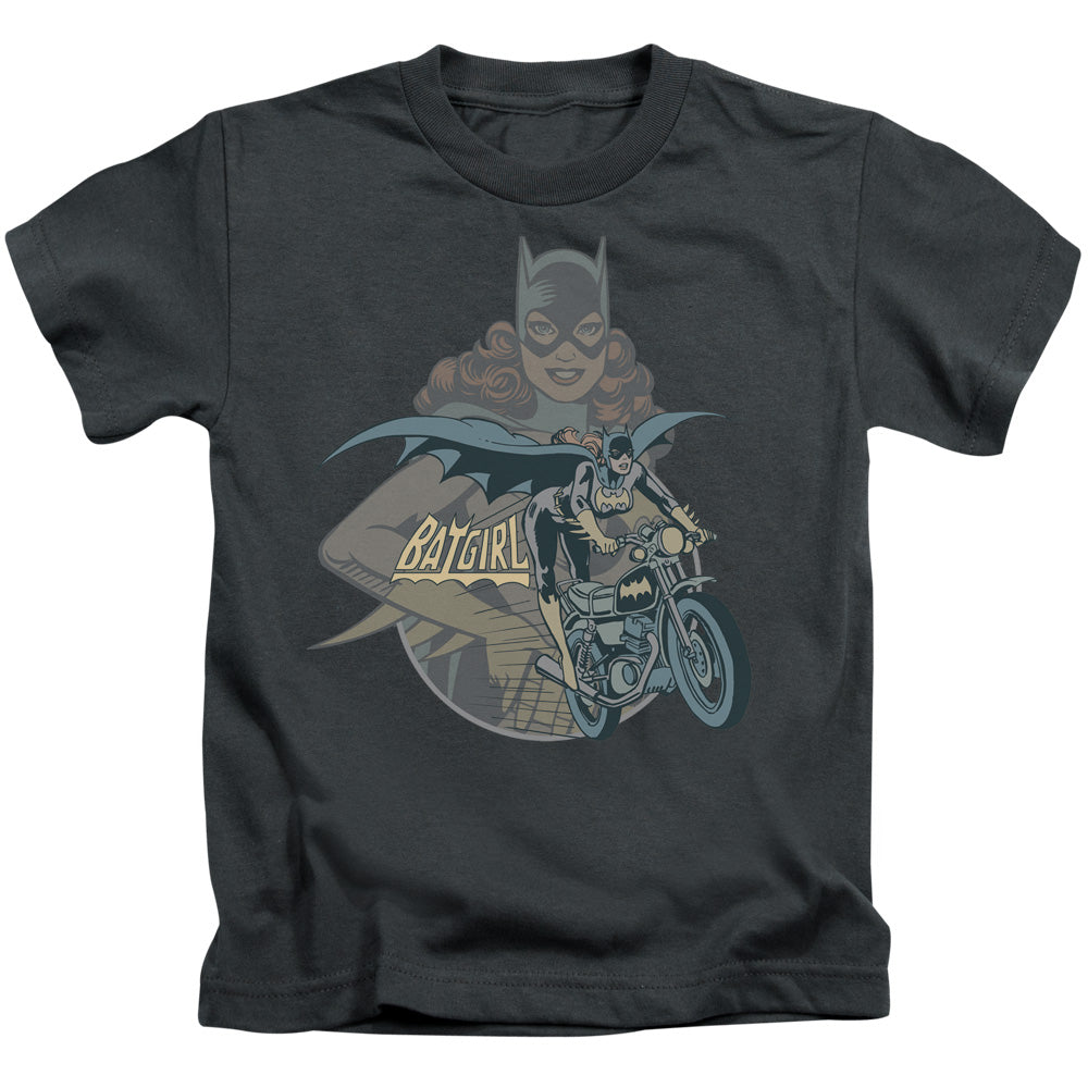 DC Comics Batgirl Biker Juvenile Kids Youth T Shirt Charcoal