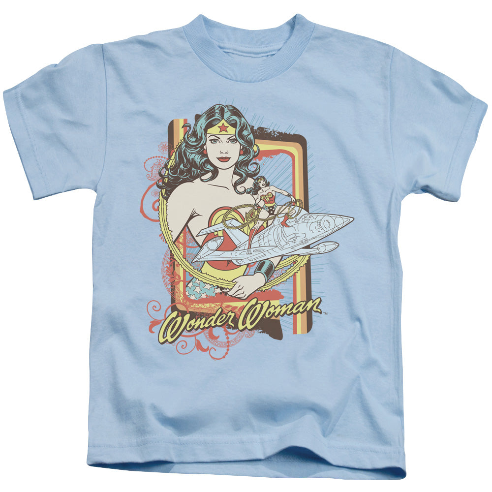 DC Comics Invisible Jet Juvenile Kids Youth T Shirt Light Blue