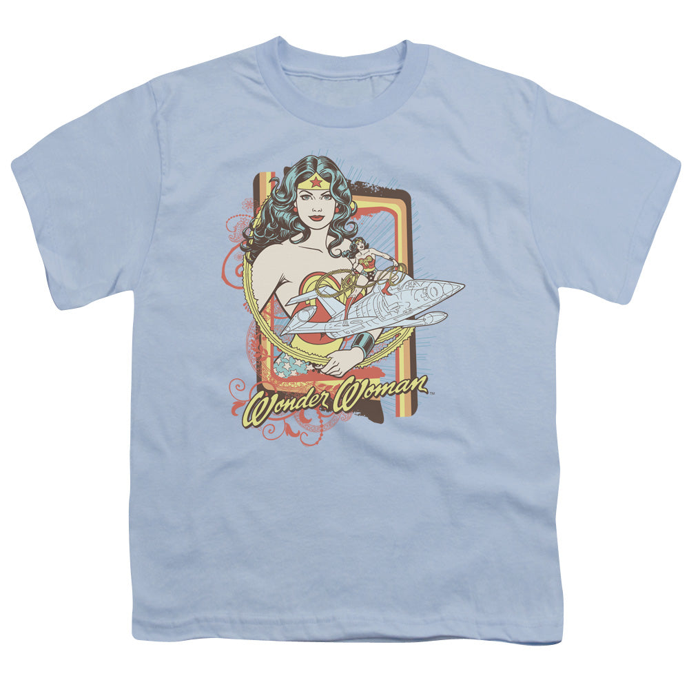 DC Comics Invisible Jet Kids Youth T Shirt Light Blue
