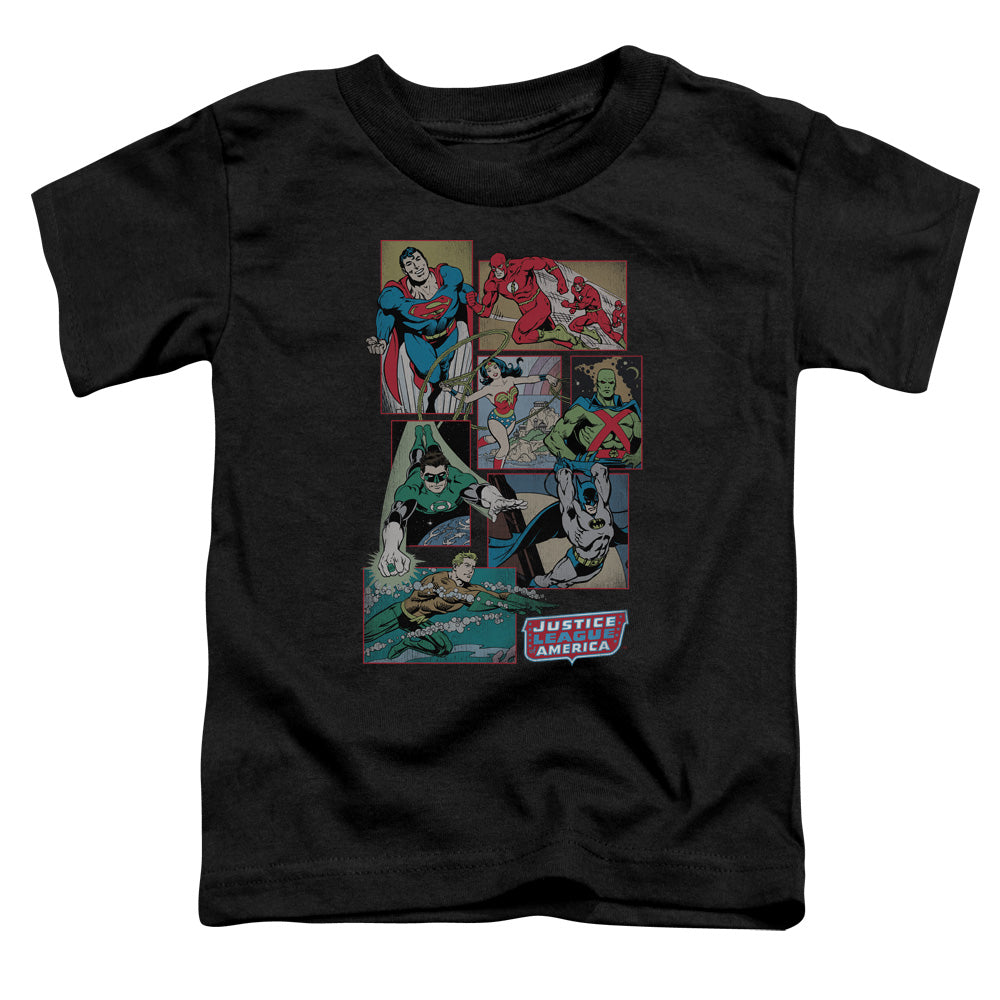 DC Comics Justice League Boxes Toddler Kids Youth T Shirt Black