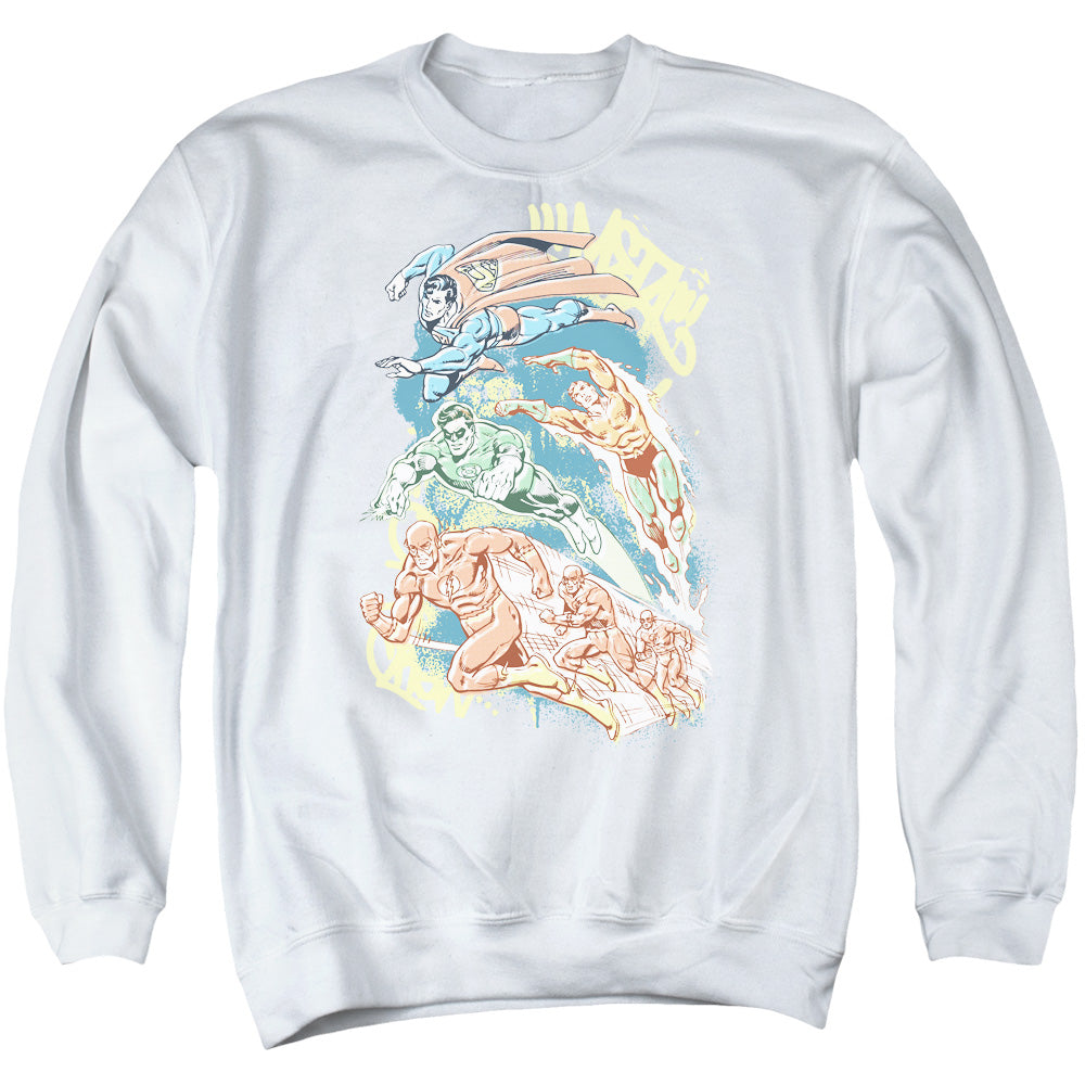 DC Comics Halftone League Mens Crewneck Sweatshirt White