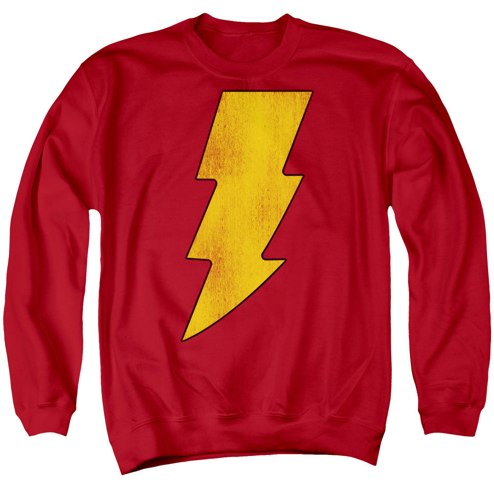 DC Comics Shazam Logo Distressed Mens Crewneck Sweatshirt Red