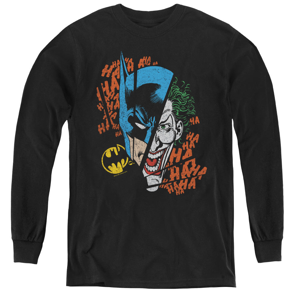 DC Comics Broken Visage Long Sleeve Kids Youth T Shirt Black