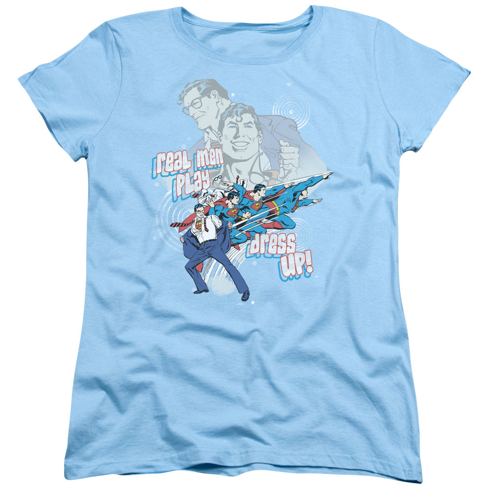 DC Comics Real Men Womens T Shirt Light Blue