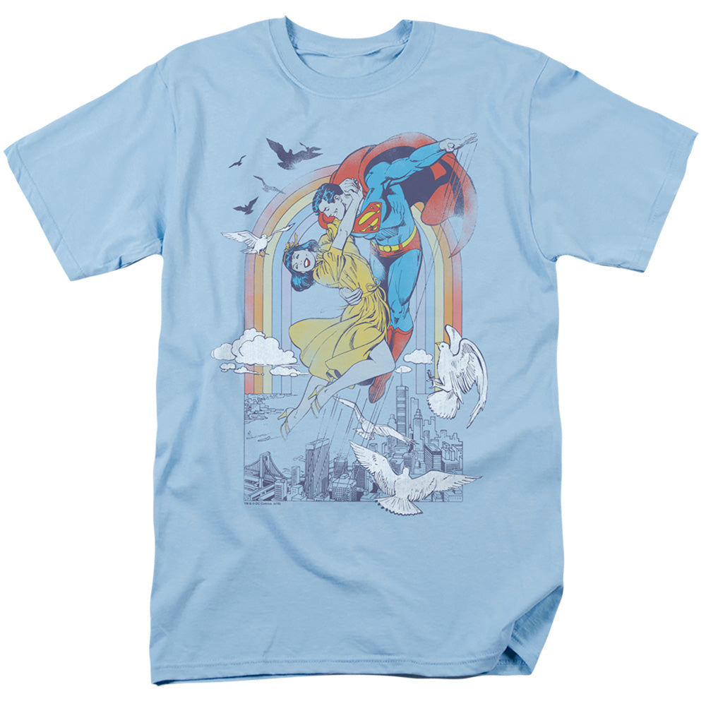 DC Comics Rainbow Love Mens T Shirt Light Blue