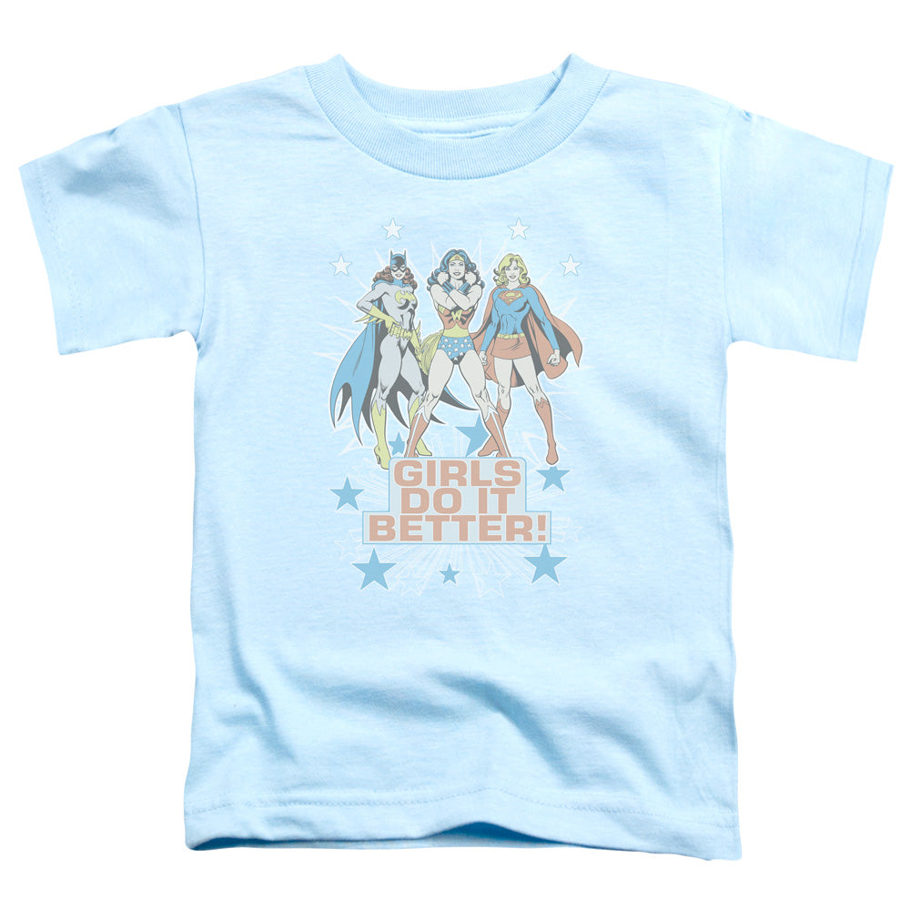 DC Comics Girls Do It Better Toddler Kids Youth T Shirt Light Blue