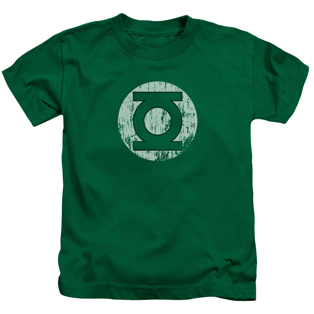 DC Comics Distressed Lantern Logo Juvenile Kids Youth T Shirt Kelly Green