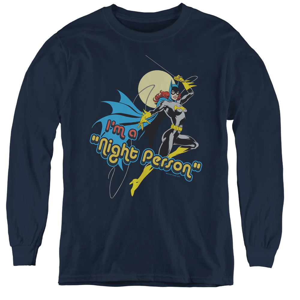 DC Comics Night Person Long Sleeve Kids Youth T Shirt Navy Blue