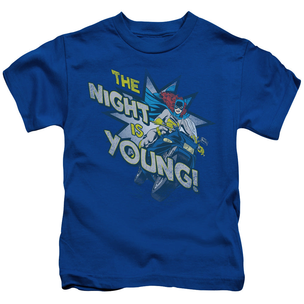 DC Comics the Night is Young Juvenile Kids Youth T Shirt Royal Blue
