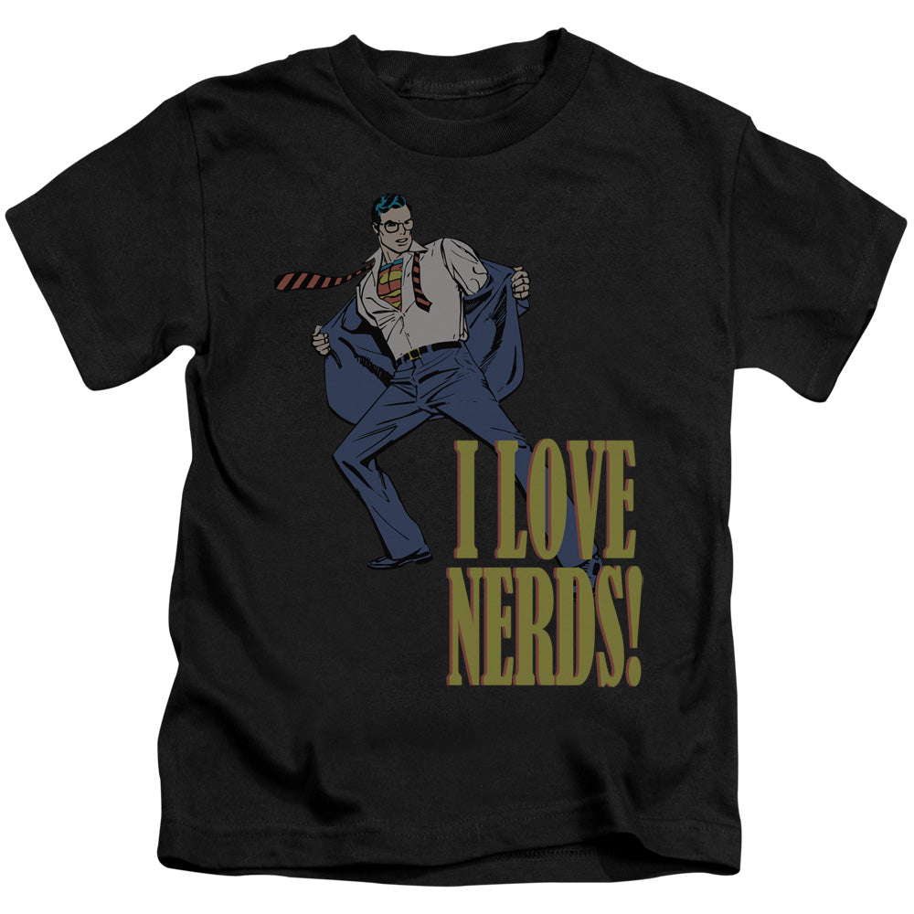 DC Comics I Love Nerds Juvenile Kids Youth T Shirt Black