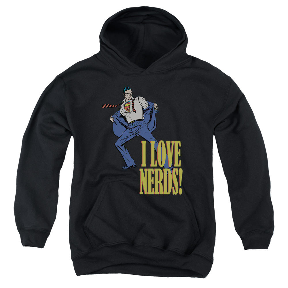 DC Comics I Love Nerds Kids Youth Hoodie Black