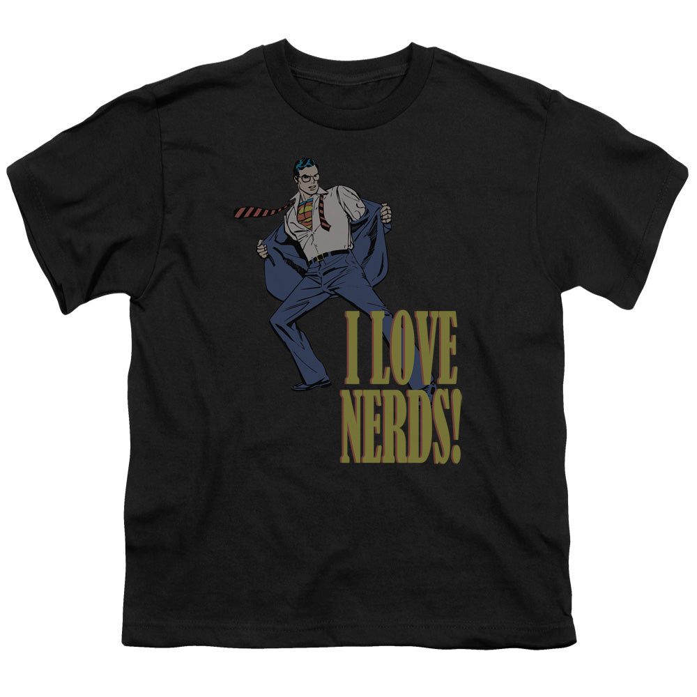 DC Comics I Love Nerds Kids Youth T Shirt Black