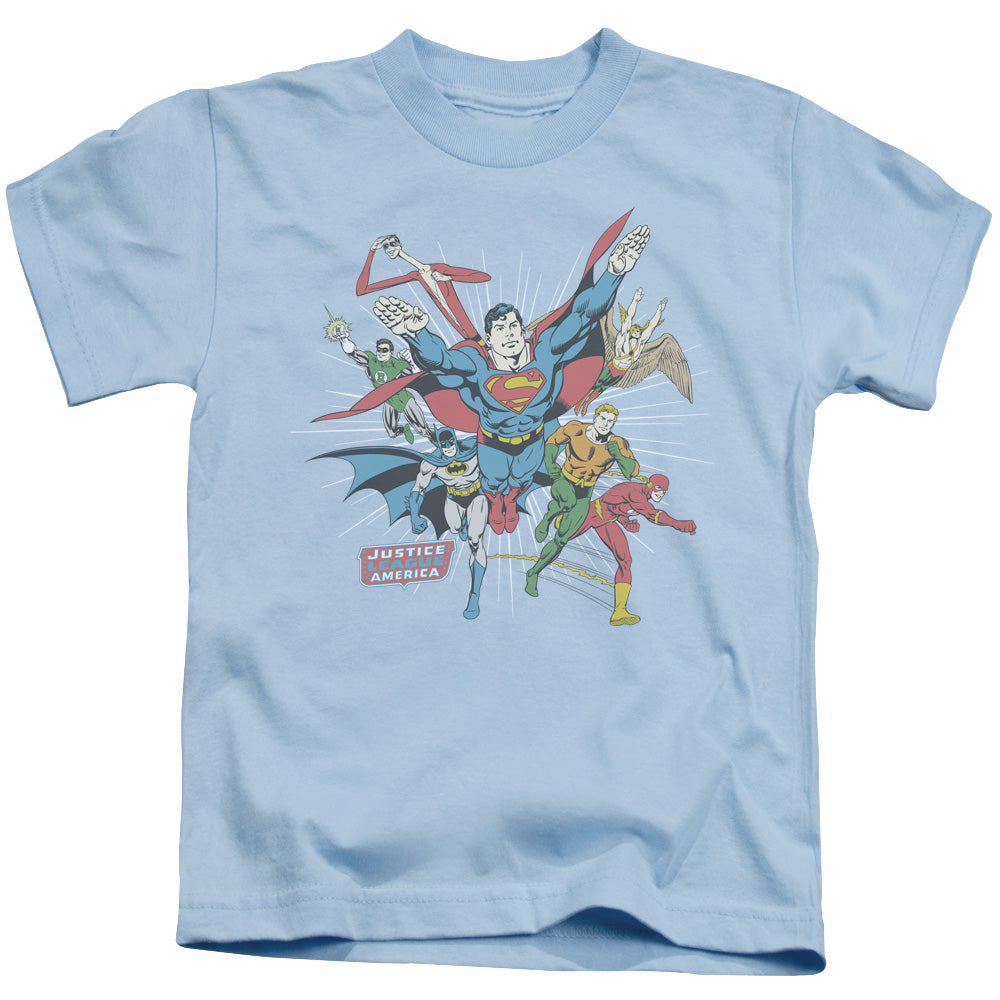 DC Comics Lead the Charge Juvenile Kids Youth T Shirt Light Blue