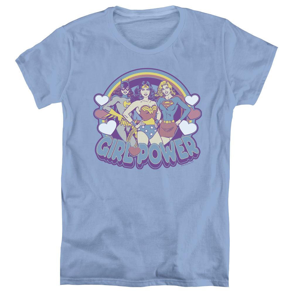 DC Comics Retro Girl Power Womens T Shirt Carolina Blue