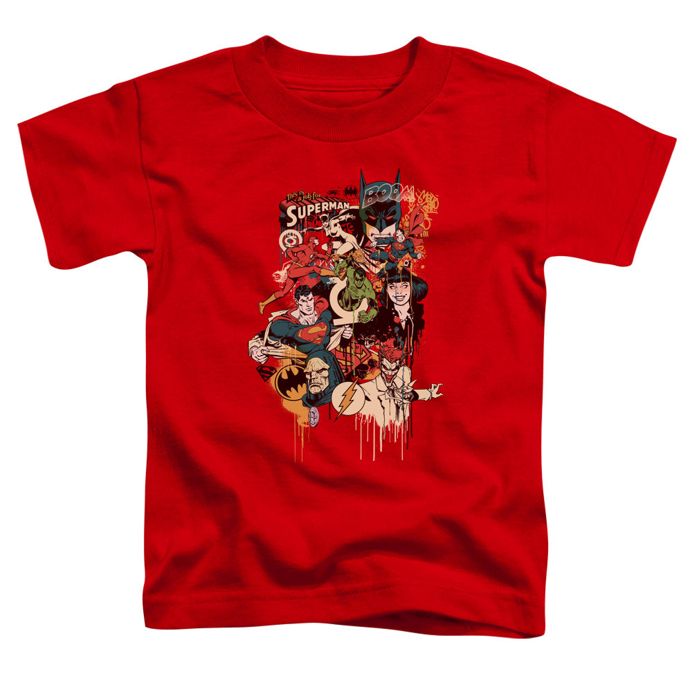 DC Comics Dripping Characters Toddler Kids Youth T Shirt Red