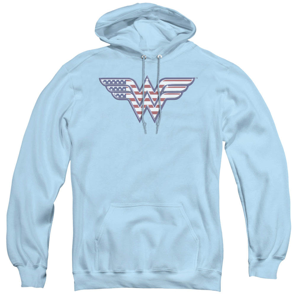 DC Comics Red,white & Blue Mens Hoodie Light Blue