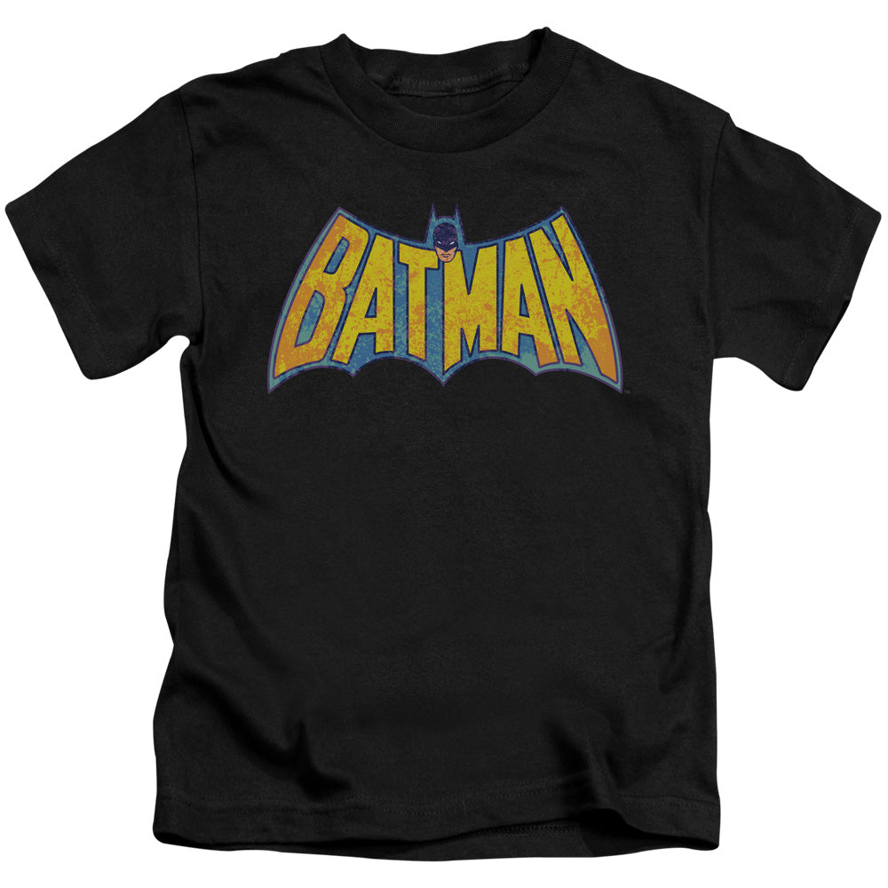 DC Comics Batman Neon Distress Logo Juvenile Kids Youth T Shirt Black