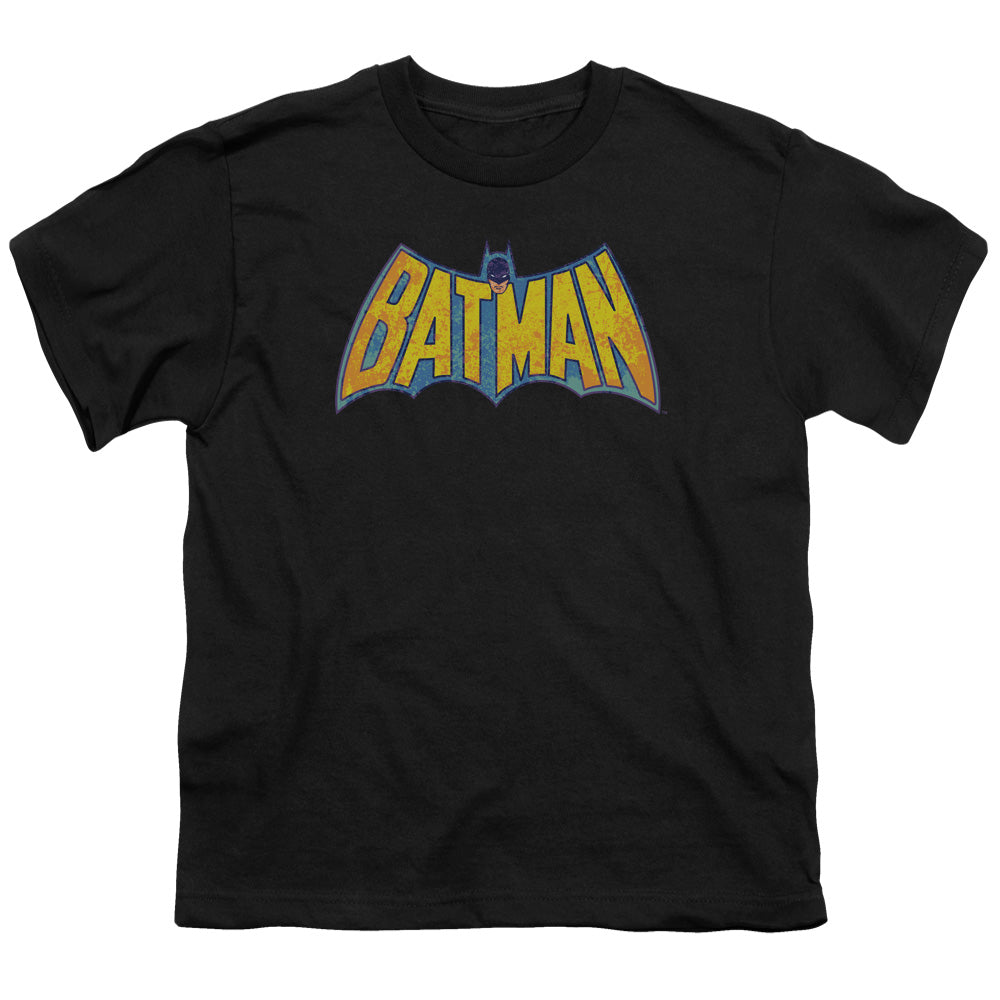 DC Comics Batman Neon Distress Logo Kids Youth T Shirt Black