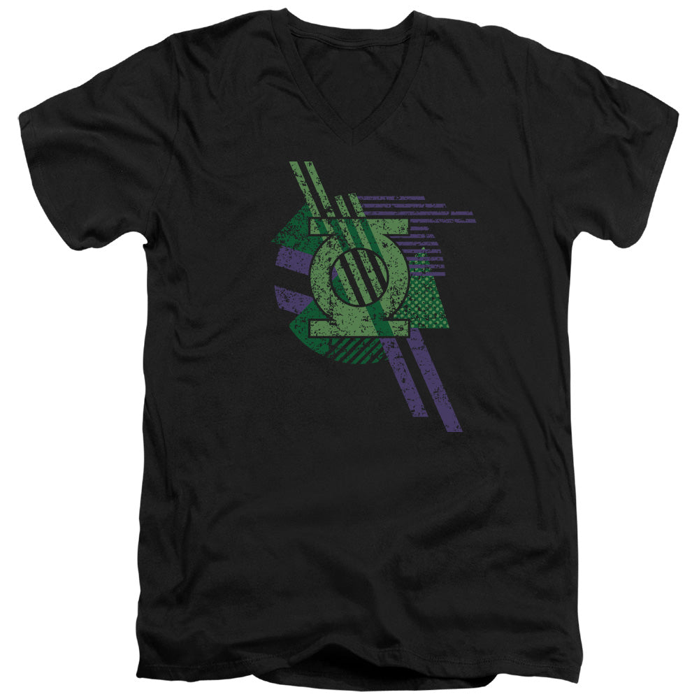 DC Comics Lantern Shapes Mens Slim Fit V Neck T Shirt Black