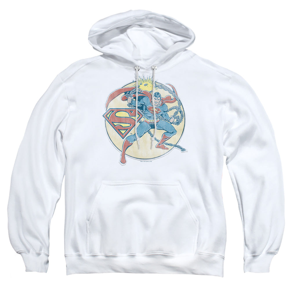 Dco Retro Superman Iron On Mens Hoodie White Officially Licensed