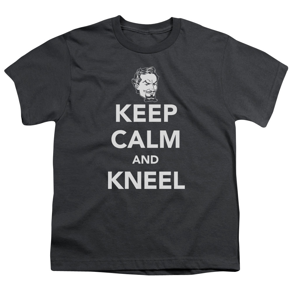 DC Comics Keep Calm and Kneel Kids Youth T Shirt Charcoal