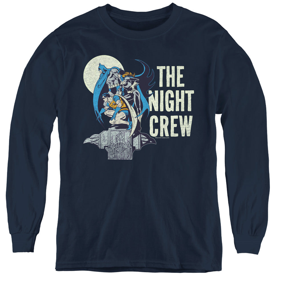 DC Comics Night Crew Long Sleeve Kids Youth T Shirt Navy Blue