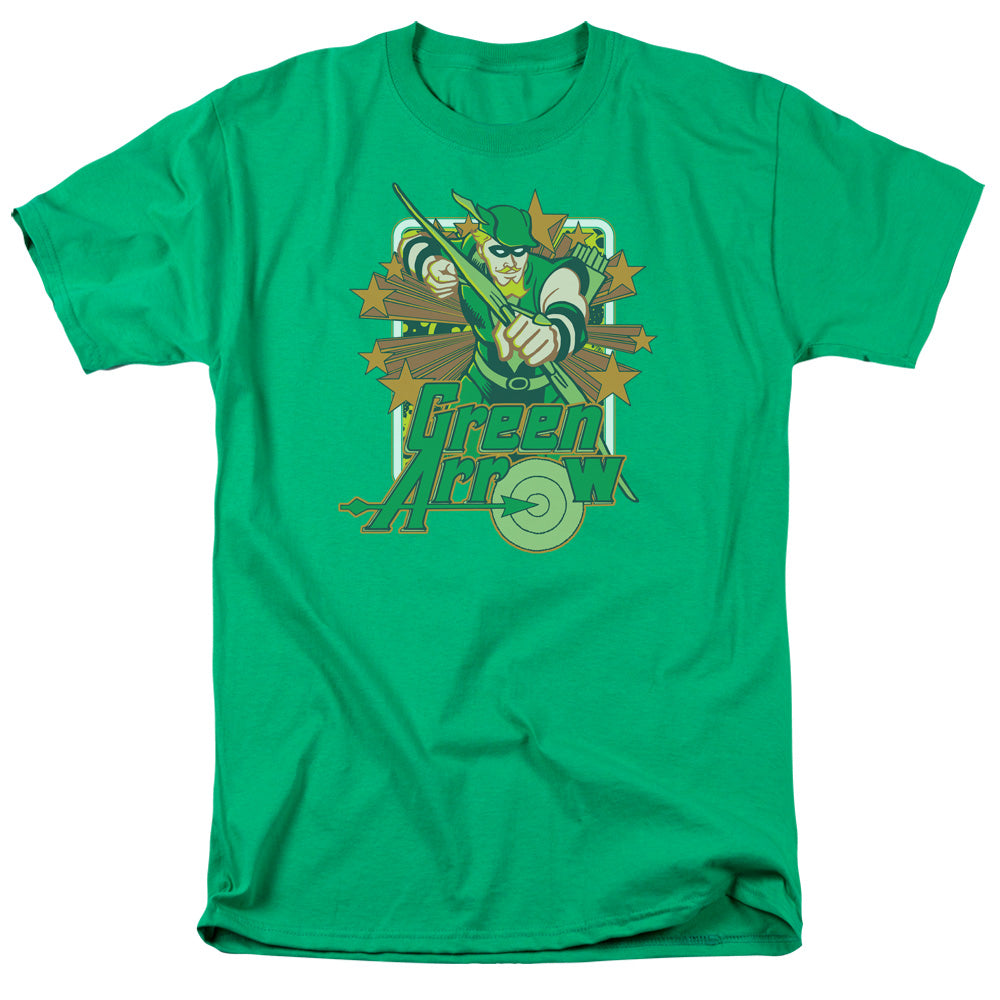 DC Comics Green Arrow Stars Mens T Shirt Kelly Green