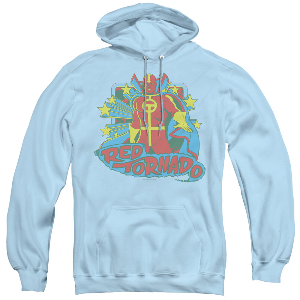 DC Comics Red Tornado Stars Mens Hoodie Light Blue