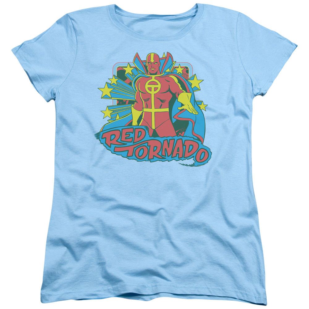 DC Comics Red Tornado Stars Womens T Shirt Light Blue