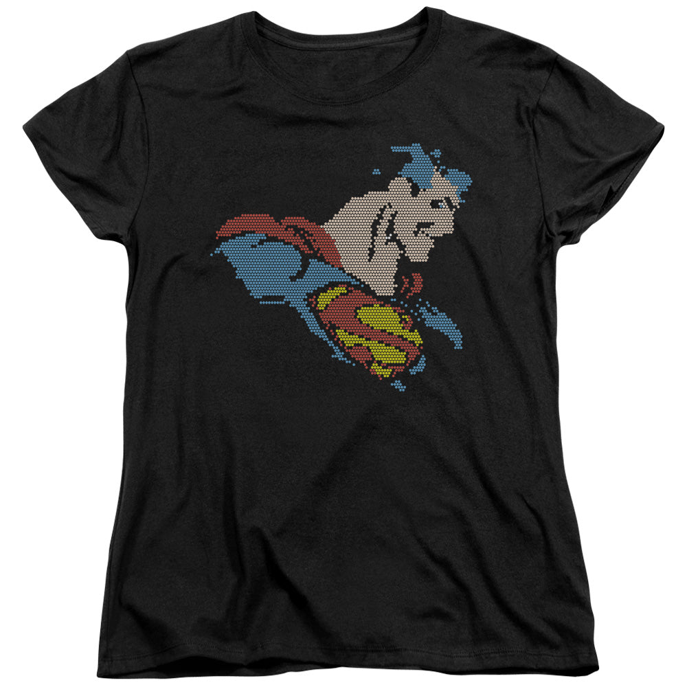 DC Comics Lite Brite Superman Womens T Shirt Black