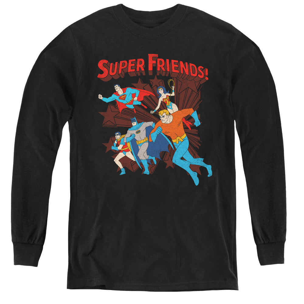 DC Comics Super Running Long Sleeve Kids Youth T Shirt Black