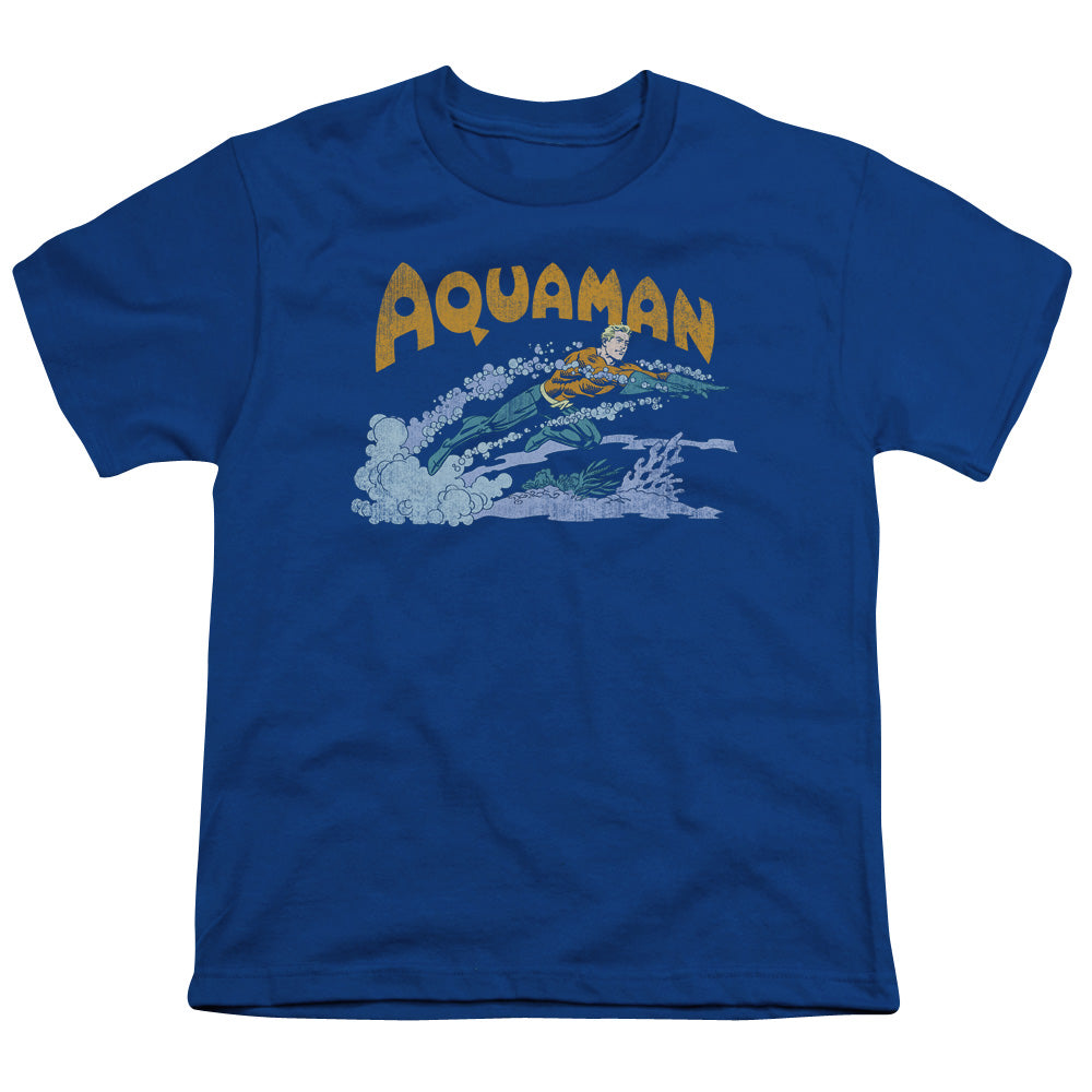 DC Comics Aqua Swim Kids Youth T Shirt Royal Blue