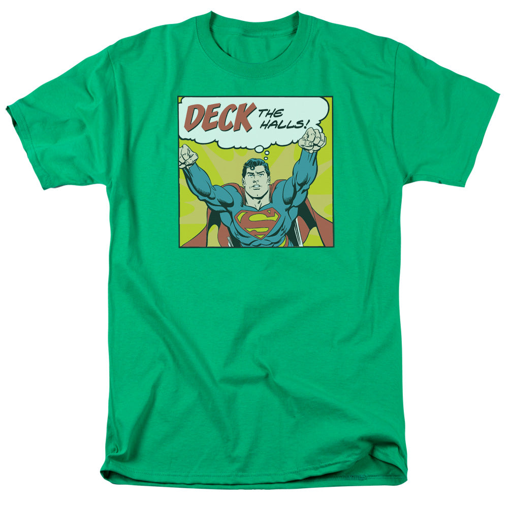 DC Comics Deck the Halls Mens T Shirt Kelly Green