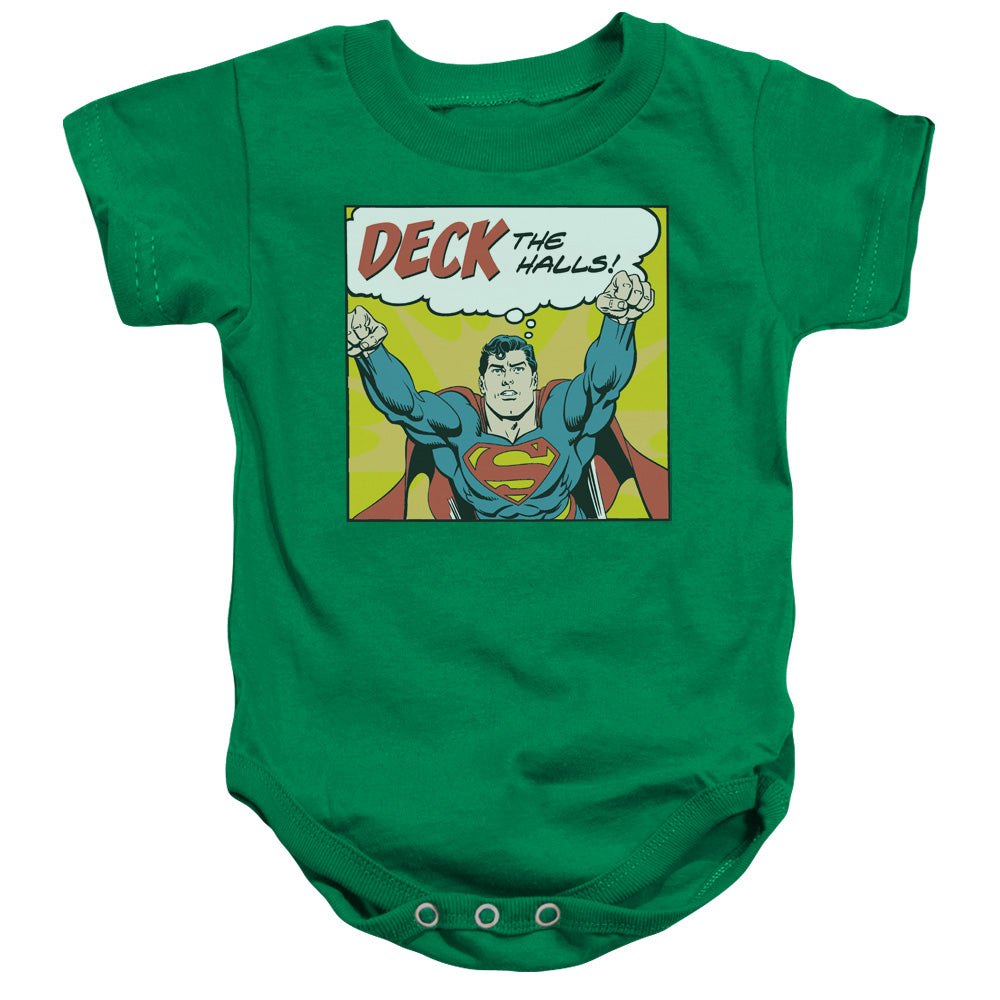 DC Comics Deck the Halls Infant Baby Snapsuit Kelly Green
