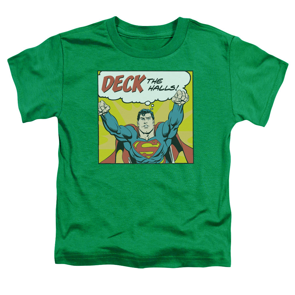 DC Comics Deck the Halls Toddler Kids Youth T Shirt Kelly Green