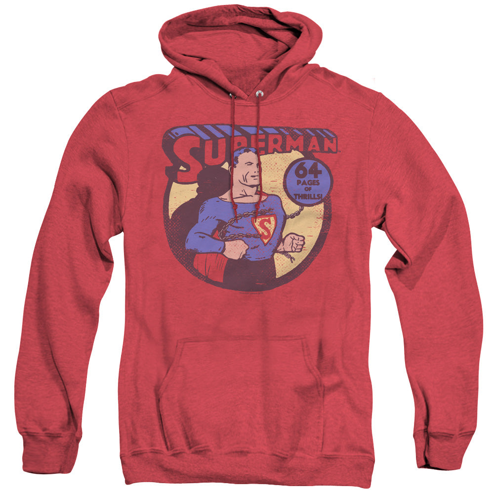 Dc Superman 64 Mens Heather Hoodie Red Officially Licensed