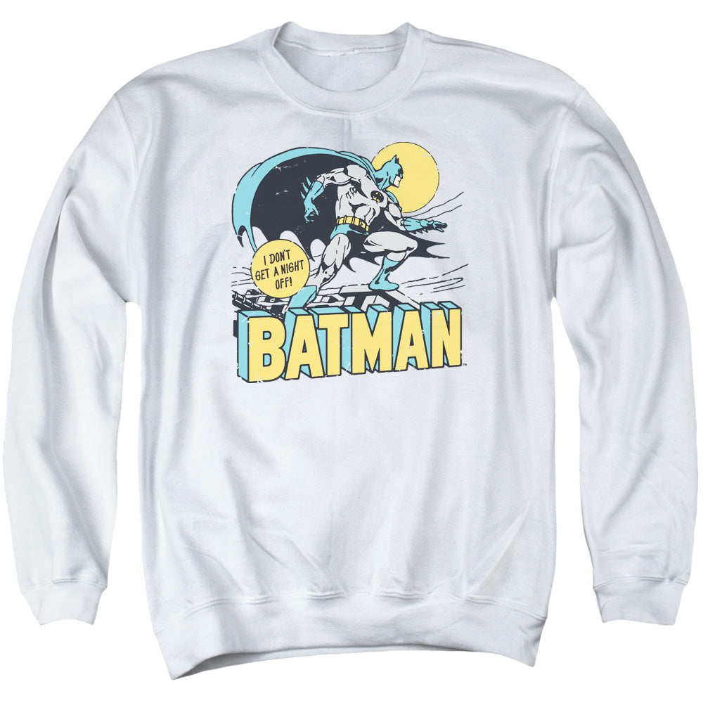 DC Comics Night Off Mens Crewneck Sweatshirt White
