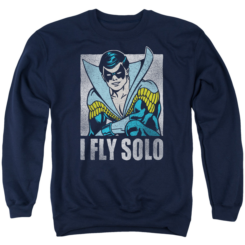 DC Comics Fly Solo Mens Crewneck Sweatshirt Navy Blue