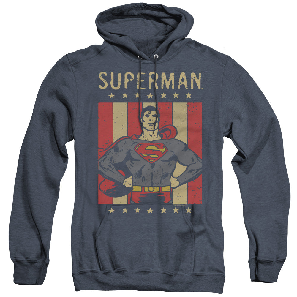 Dc Retro Liberty Mens Heather Hoodie Navy Officially Licensed