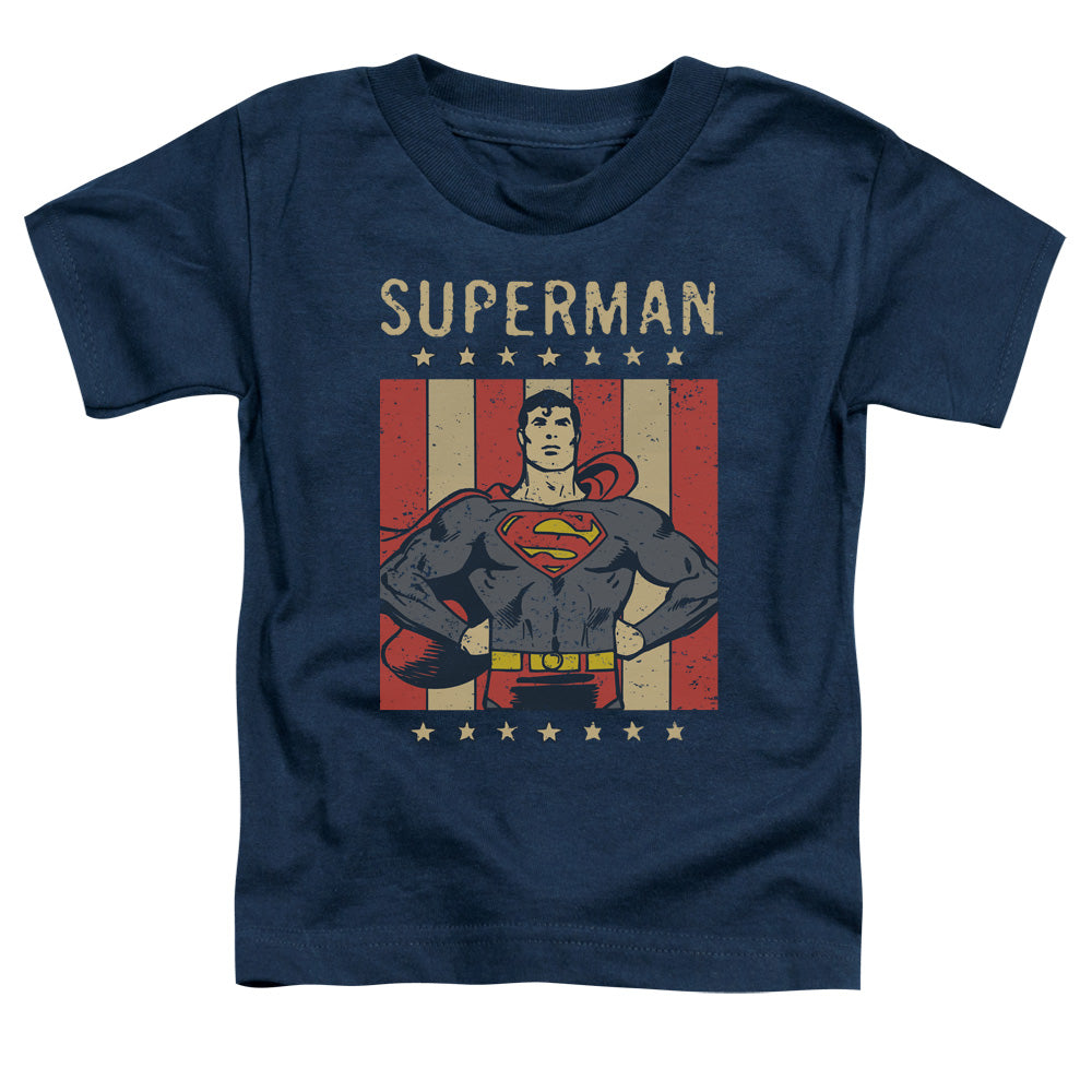 DC Comics Retro Liberty Toddler Kids Youth T Shirt Navy Blue